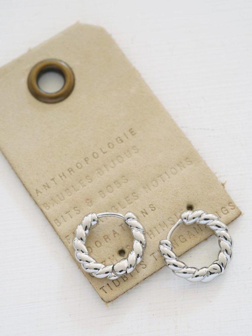 Anthropologie Twisted Huggie Hoop Earrings